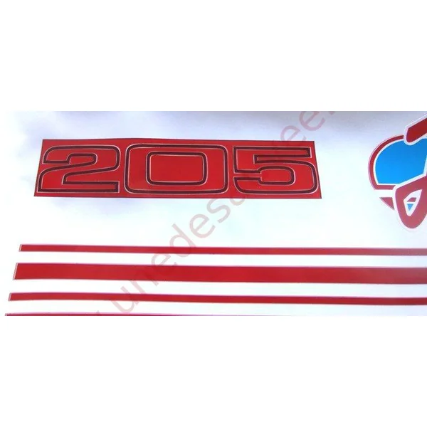 AUTOCOLLANTS STICKERS BANDES LOGOS PEUGEOT 205 JUNIOR 3 ET 5 PORTES KIT COMPLET