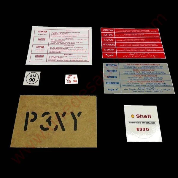 AUTOCOLLANTS STICKERS COMPARTIMENT MOTEUR PEUGEOT 205 GTI CTI 1.9 130 CV