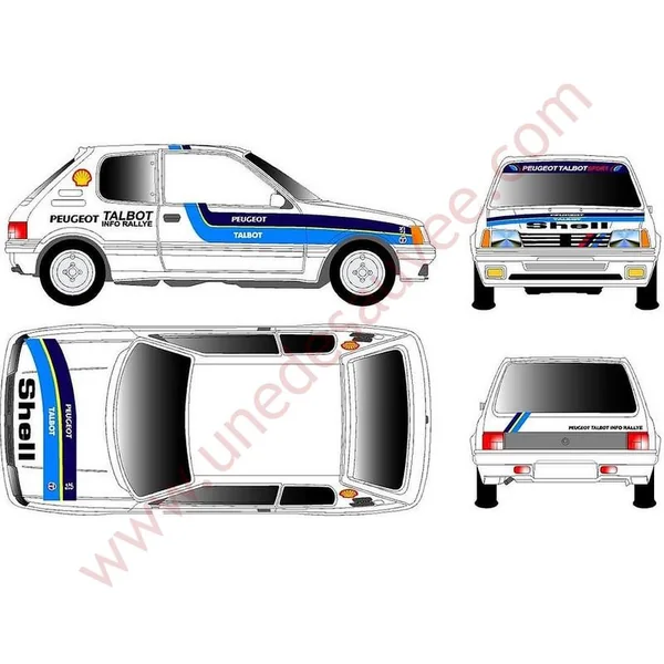 AUTOCOLLANTS STICKERS PEUGEOT 205 TALBOT INFO RALLYE KIT COMPLET