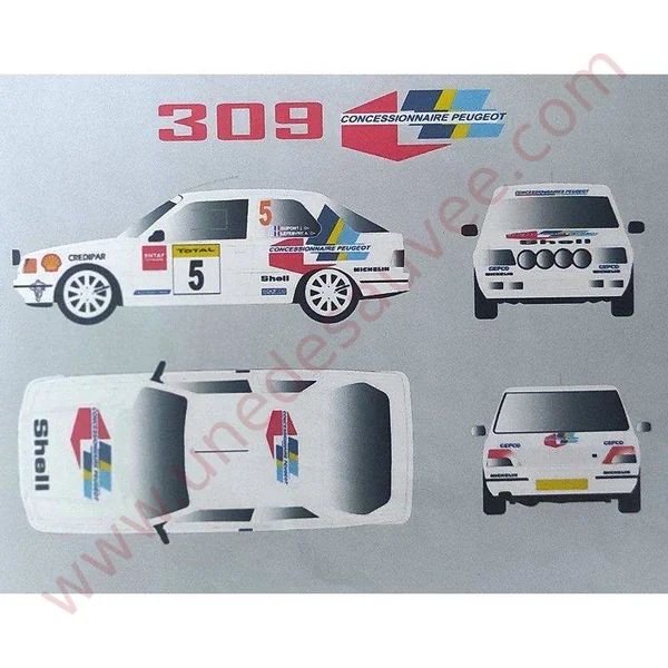 AUTOCOLLANTS STICKERS PEUGEOT 309 GTI GROUPE A KIT COMPLET