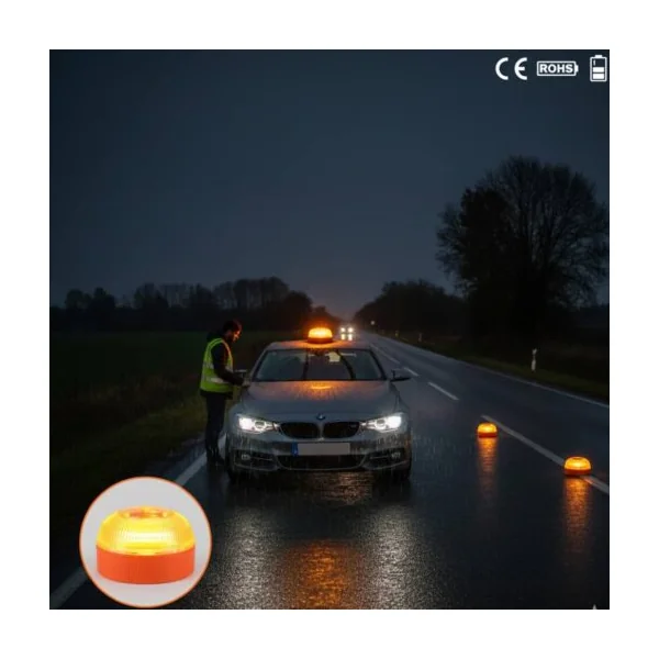 Balise LED de sécurité V16 homologuée – Gyrophare LED haute visibilité 360°