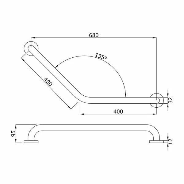 Barre d'appui 135° en inox