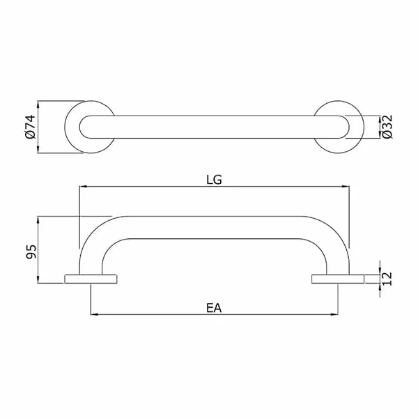 Barre d'appui droite en inox
