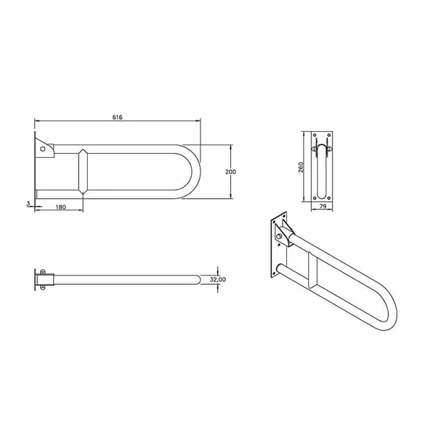 Barre d'appui rabattable en inox