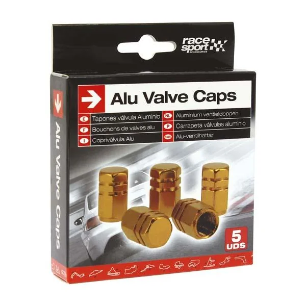 BOUCHONS DE VALVES DORES 5 PIÈCES