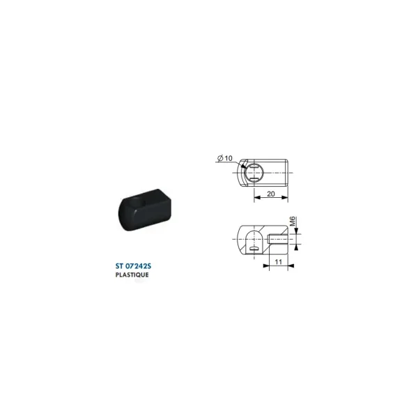 Cage à rotule diamètre 10 (chape M6-Plastique-20mm)