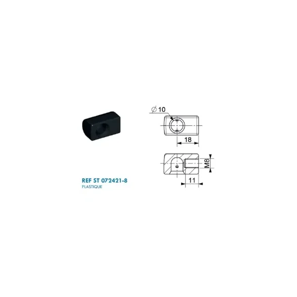 Cage à rotule diamètre 10mm (chape M8-Plastique-18mm)