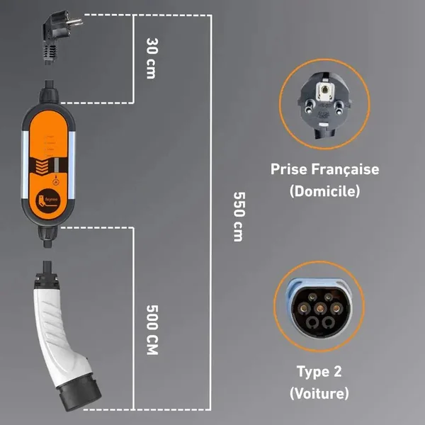 Chargeur de voiture électrique à prise domestique monophasé FEYREE