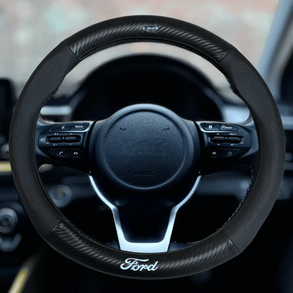 Couvre Volant Ford – Simili Cuir Effet Fibre de Carbone | Confort, Grip Antidérapant & Rénovation