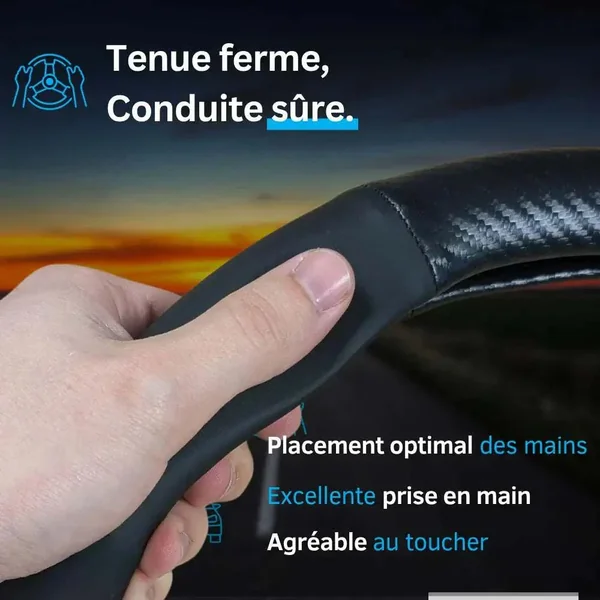 Couvre Volant Ford – Simili Cuir Effet Fibre de Carbone | Confort, Grip Antidérapant & Rénovation