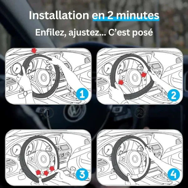 Couvre Volant Ford – Simili Cuir Effet Fibre de Carbone | Confort, Grip Antidérapant & Rénovation