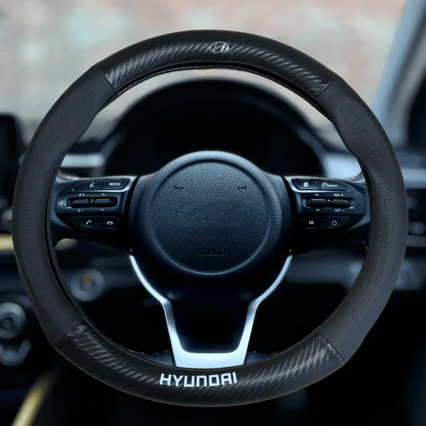 Couvre Volant Hyundai – Simili Cuir Effet Fibre de Carbone | Confort, Grip Antidérapant & Rénovation