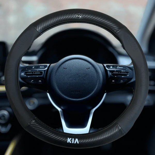Couvre Volant Kia – Simili Cuir Effet Fibre de Carbone | Confort, Grip Antidérapant & Rénovation