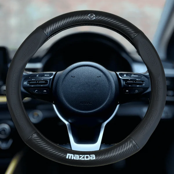 Couvre Volant Mazda – Simili Cuir Effet Fibre de Carbone | Confort, Grip Antidérapant & Rénovation