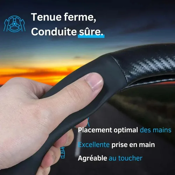 Couvre Volant Mazda – Simili Cuir Effet Fibre de Carbone | Confort, Grip Antidérapant & Rénovation