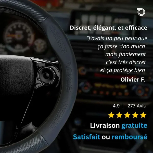 Couvre Volant Mazda – Simili Cuir Effet Fibre de Carbone | Confort, Grip Antidérapant & Rénovation