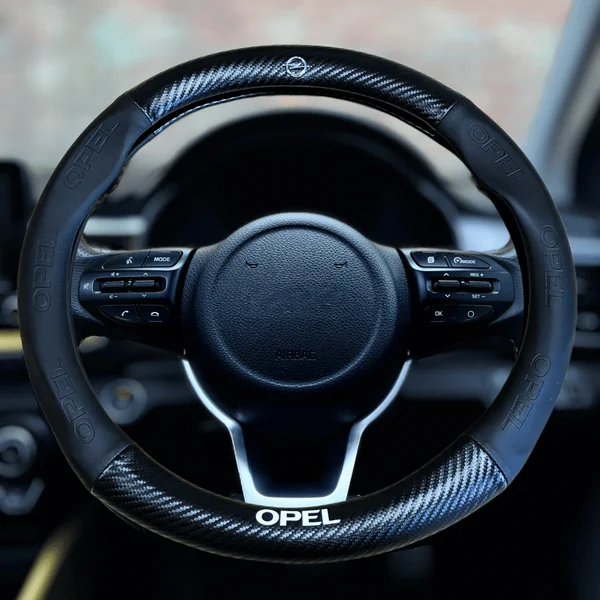 Couvre Volant Opel – Simili Cuir Effet Fibre de Carbone | Confort, Grip Antidérapant & Rénovation