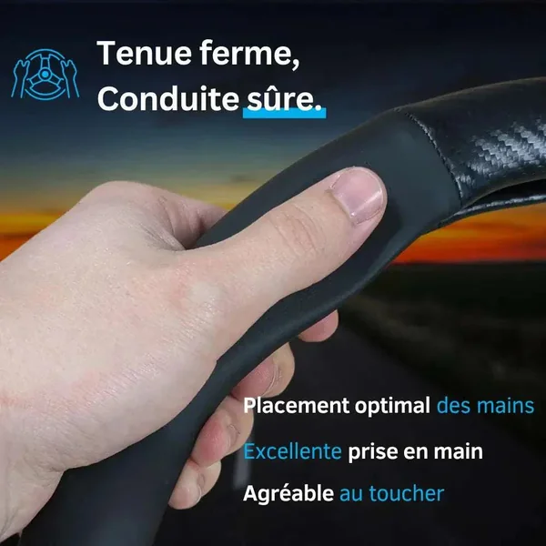 Couvre Volant Opel – Simili Cuir Effet Fibre de Carbone | Confort, Grip Antidérapant & Rénovation