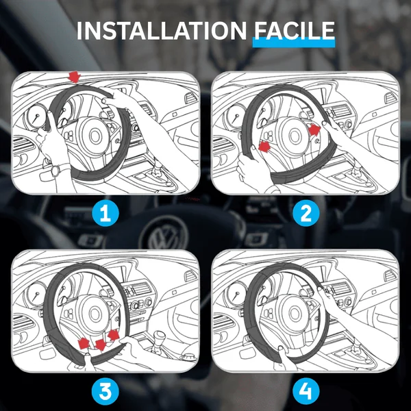 Couvre Volant Opel – Simili Cuir Effet Fibre de Carbone | Confort, Grip Antidérapant & Rénovation