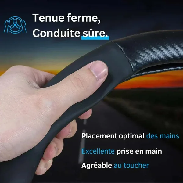 Couvre Volant Renault – Simili Cuir Effet Fibre de Carbone | Confort, Grip Antidérapant & Rénovation