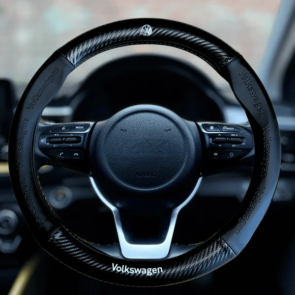Couvre Volant Volkswagen – Simili Cuir Effet Fibre de Carbone | Confort, Grip Antidérapant & Rénovation
