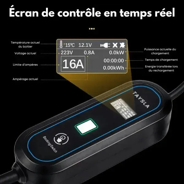 Câble de recharge Type 2 à prise domestique Monophasé TAYSLA PHANTOM