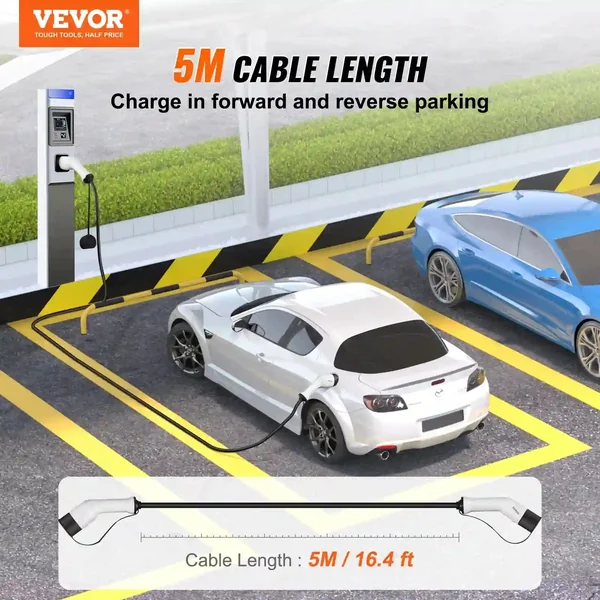 Câble de recharge Type 2 à Type 2 Triphasé VEVOR