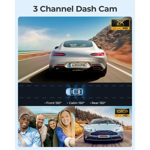 Dashcam AZDOME 4K 3 caméras Wifi GPS