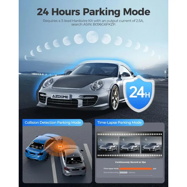 Dashcam AZDOME 4K 3 caméras Wifi GPS