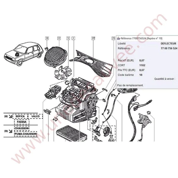 DEFLECTEUR D'AIR CACHE SERRURE BAIE DE PARE BRISE RENAULT SUPER 5 GT TURBO