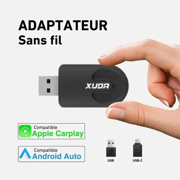 Dongle adaptateur sans fil USB & USB-C CarPlay & Android Auto