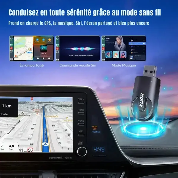 Dongle adaptateur sans fil USB & USB-C CarPlay & Android Auto