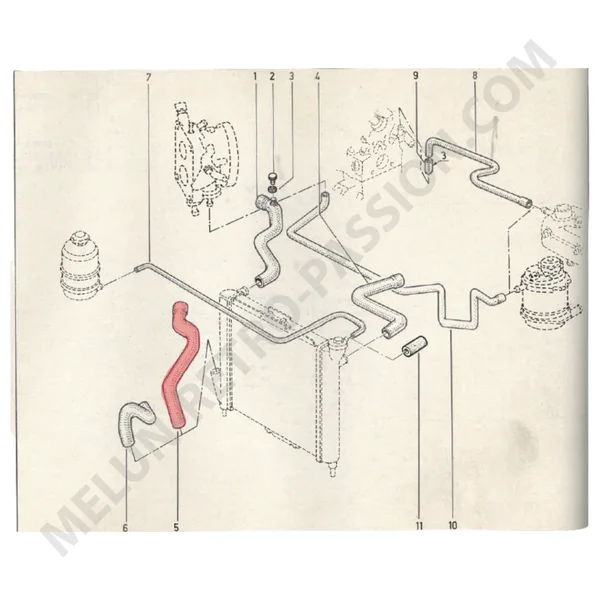 DURITE DE RADIATEUR INFERIEURE RENAULT SUPER 5