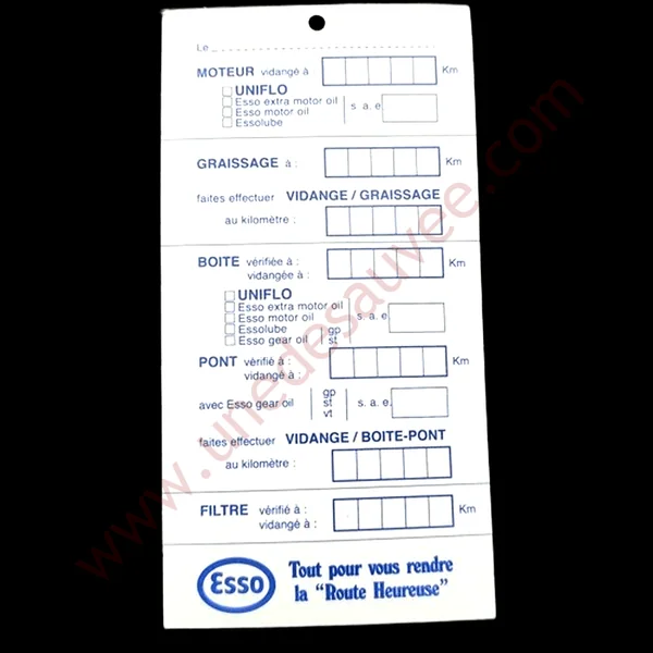 ETIQUETTE VIDANGE UNIFLO MOTEUR VEHICULE YOUNGTIMER PEUGEOT RENAULT CITROEN