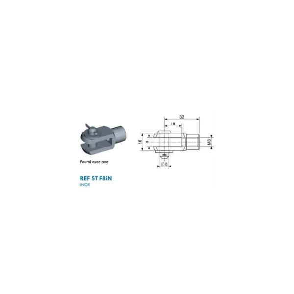 Fourche Inox filetage M8 (Diamètre axe 8mm)