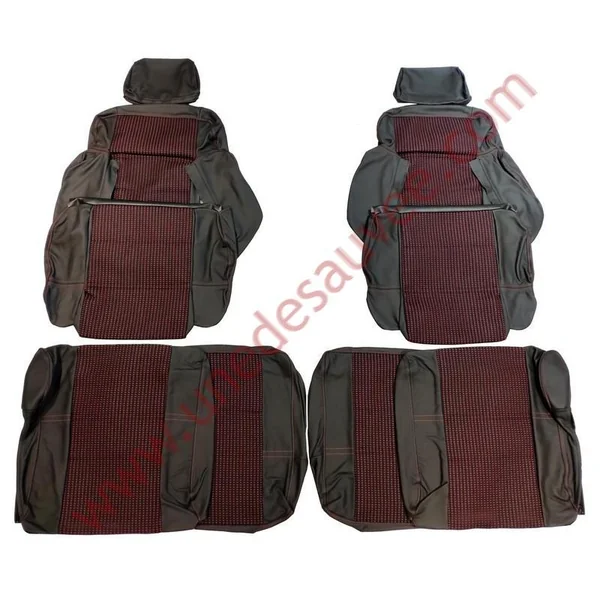 GARNITURES DE SIÈGES SEMI CUIR NOIR – QUARTET ROUGE PEUGEOT 205 CTI CABRIOLET HABILLAGE – COIFFES – SELLERIE COMPLETE