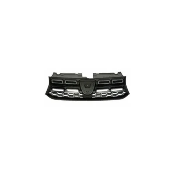 Grille calandre centrale supérieure pour DACIA SANDERO STEPWAY II phase 2, 2016-2020, noire, moulures chromées, Neuve