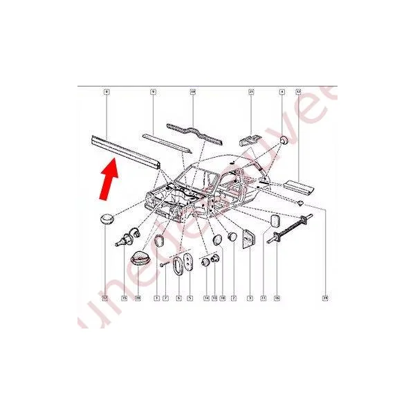 JOINT LATERAL DE CAPOT COMPARTIMENT MOTEUR BAIE DE PARE BRISE RENAULT SUPER 5 GT TURBO KIT DE 2