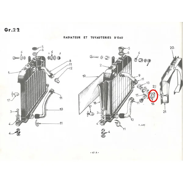 JOINT PRISE EAU SUR CULASSE VERS RADIATEUR SIMCA ARONDE P60 ARIANE 4
