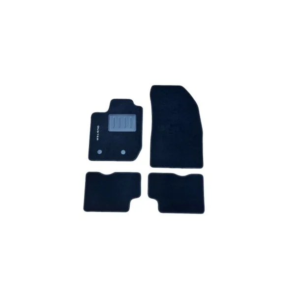 Kit 4 Tapis de sol Auto pour DACIA DUSTER II phase 1, depuis 2018, avec sigle DUSTER, moquette noire, avec CLIPS, Neuf