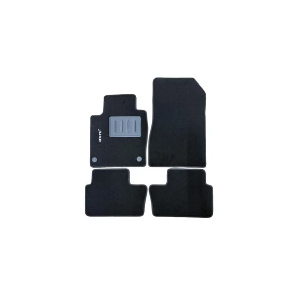 Kit 4 Tapis de sol Auto pour NISSAN JUKE II, depuis 2019, avec sigle JUKE, moquette noire, avec CLIPS, Neuf