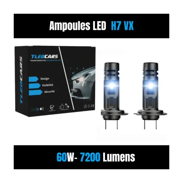 Kit Ampoules LED H7 Blanc Pur 6500 K Phares avants 72W - Feux de croisement - Alfa Romeo 159 (2005 à 2012)