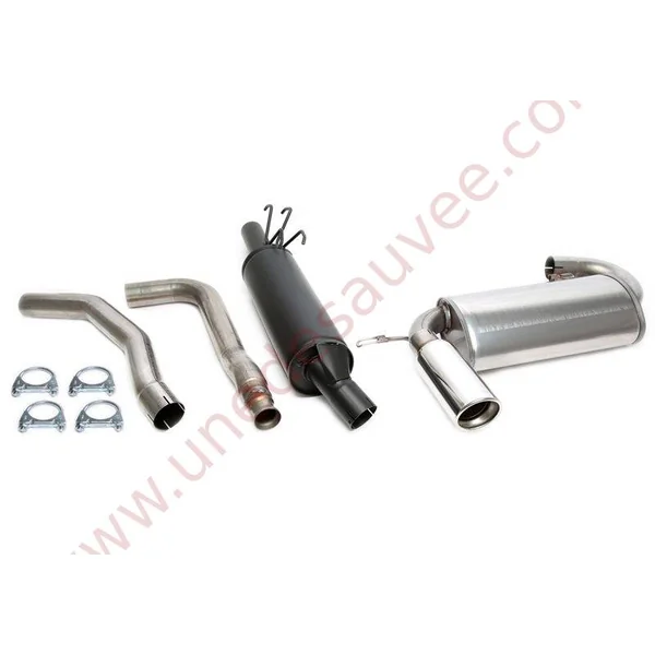 LIGNE D’ÉCHAPPEMENT SPORT ACIER 01VO005-10 SORTIE CHROMÉE RONDE 100 MM POUR VOLVO 850 S70 ET V70 I BERLINE ET BREAK MOTEURS ESSENCE ATMOSPHÉRIQUES 2.0 ET 2.4 1991–2000