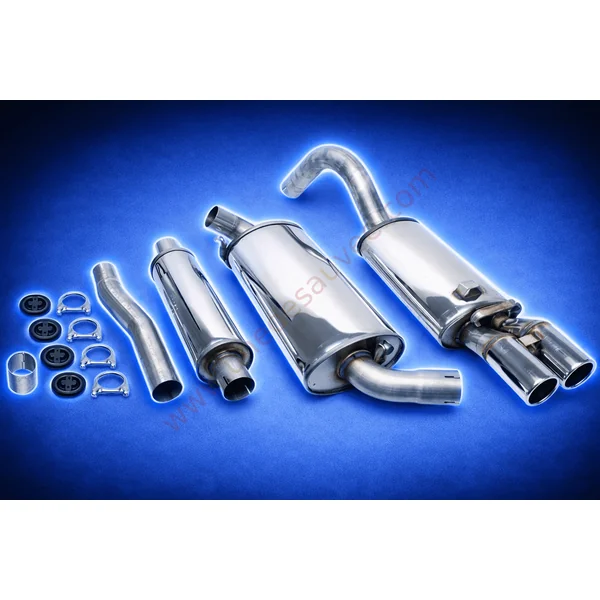 LIGNE D’ÉCHAPPEMENT SPORT INOX 02AU018-15 DOUBLE SORTIE CHROMÉE RONDE 2×70 MM POUR AUDI 80 ET 90 TYPE 89 AINSI QUE COUPÉ 1.8 2.0 ET 2.3 SANS QUATTRO 1986–1996