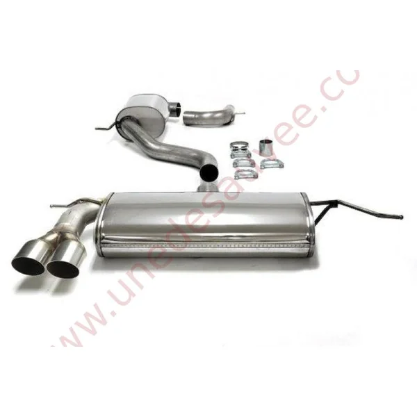 LIGNE D’ÉCHAPPEMENT SPORT INOX DOUBLE SORTIE 2×80 MM COUPÉE – RÉF. 02VW019-8S – POUR VW GOLF V VI TYPE 1K 5K ET AUDI A3 TYPE 8P (DEPUIS 2003)