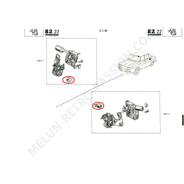 LOQUET DE CONDAMNATION DE PORTE ARRIERE RENAULT R8 R10 TOUS MODELES