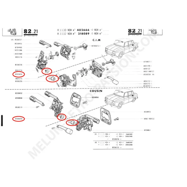 LOQUET DE CONDAMNATION DE PORTE ARRIERE RENAULT R8 R10 TOUS MODELES