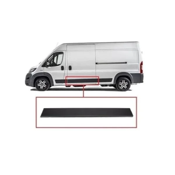 Moulure baguette centrale sur porte latérale gauche pour FIAT DUCATO III phase 1, 2006-2014, châssis moyen-long, Noire, 140cm, Neuve