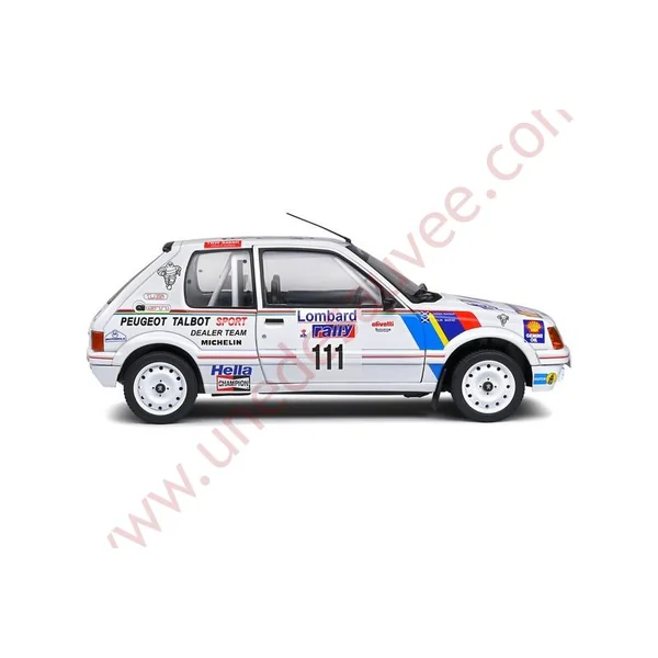 PEUGEOT 205 GTI BLANC RALLYE 1988 1/18 VOITURE MINIATURE SOLIDO