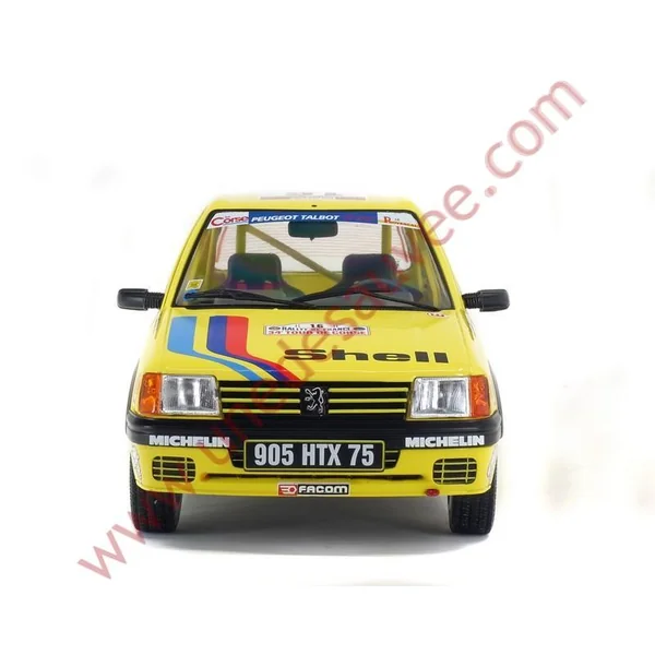 PEUGEOT 205 RALLYE PTS 1.3 1990 1/18 VOITURE MINIATURE SOLIDO TOUR DE CORSE JAUNE SHELL
